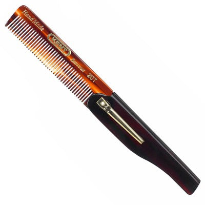 Kent 167mm (open length) Folding Pocket Comb with clip - Fine teeth.