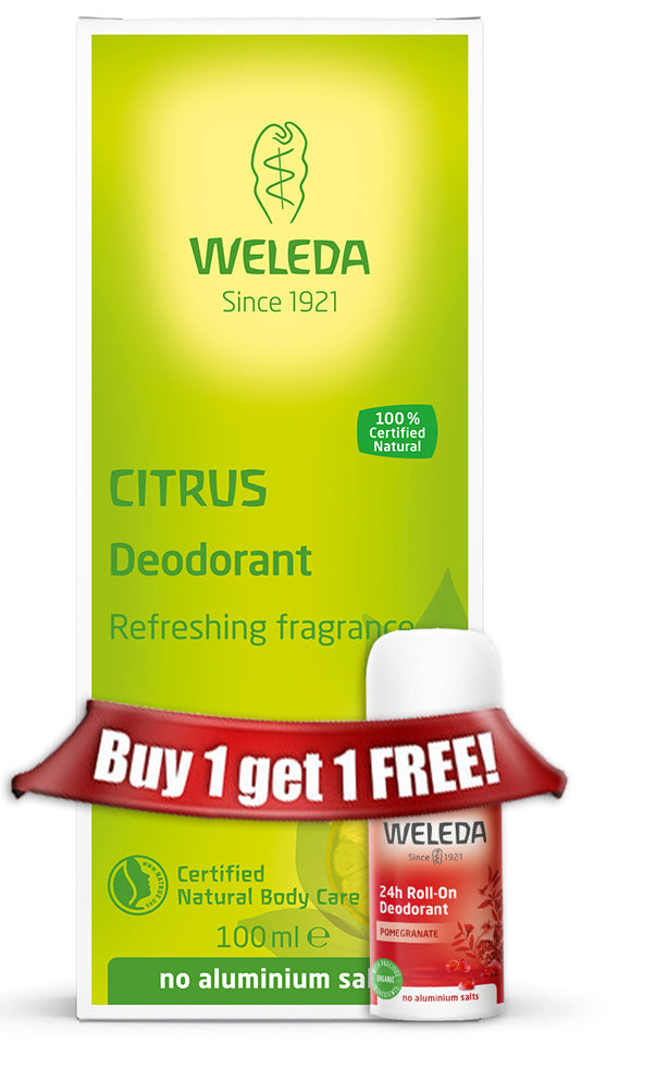 Weleda Citrus Deodorant 100ml  Plus Free 24hr Roll-on Free