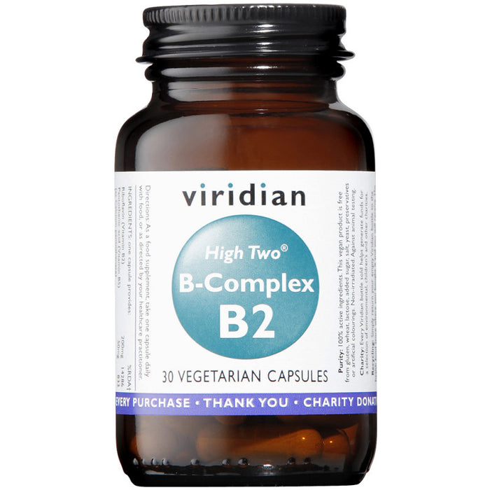 Viridian HIGH TWO Vitamin B2 with B-Complex Veg Caps 30